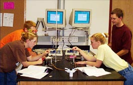 Students working on a lab project.