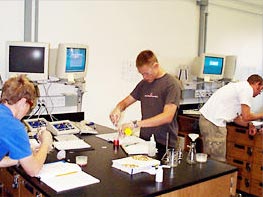 Students working on a lab project.